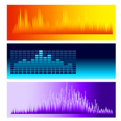 Vector digital music equalizer audio waves design template audio signal visualization signal illustration.