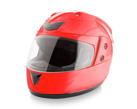 Fototapeta Motorcycle helmet over isolate on white with clipping path.