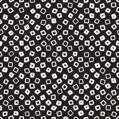 Hand drawn black and white ink abstract seamless pattern. Vector stylish grunge texture. Monochrome scattered shapes paint brush lines