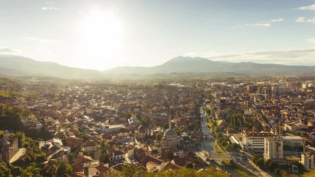 4k Zeitraffer Prizren Stadt im Sonnenuntergang