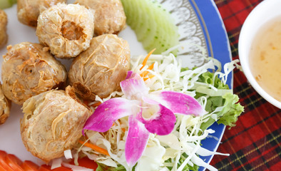 Deep Fried Crab Meat Rolls or Hoi Jo.