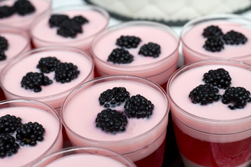 Dessert with blackberries
