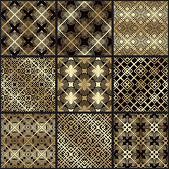 Art deco vintage seamless patterns set. Template for design. Vector illustration eps10