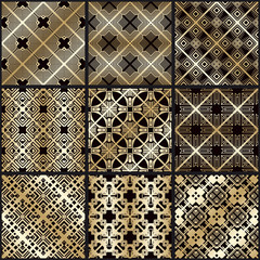 Art deco vintage seamless patterns set. Template for design. Vector illustration eps10