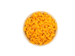 macaroni uncooked isolated on white background