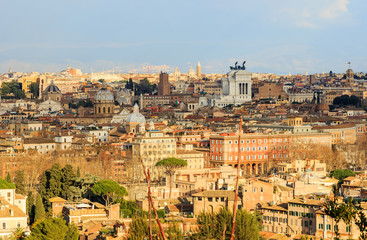 Fototapeta premium Evening view of Rome from the hill of Janiculum, Italy.