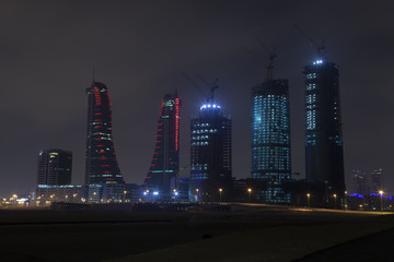 Night skyline of Manama, the Capital city of Bahrain