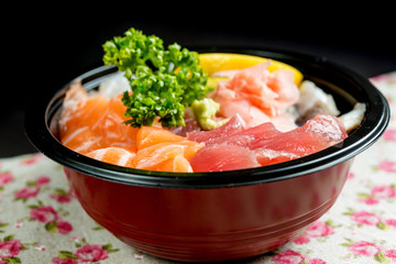japanese food Mix Sashimi Chirashi Rice Bowl