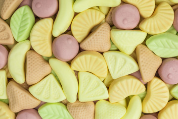 background of fruity yogurt gummy candies
