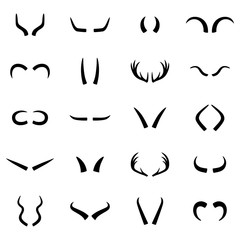 Set of icons of animal horns, vector illustration