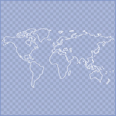 world map scheme - isolated on transparent background - art creative vector
