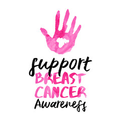 Breast cancer awareness watercolor help text quote