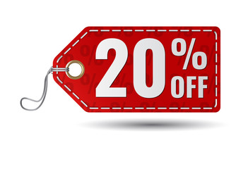 Twenty percent off sale. 20% sale tag