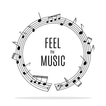 Music frame. Circular notes design illustration isolated on white background