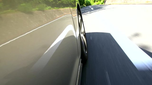 ストレート／車外車載カメラ山間部ドライブ／右側から