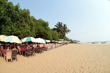 Summer outdoor cafe at the arambol sunny beach