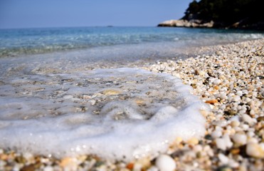 Beutifull crystal clear colorfull beach in Pelion, Greece