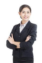 Asian Business Woman smiling, Woman stand and smile, isolated on white background, Woman working concept.
