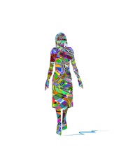 illustrazione vettoriale di donna composta da colori