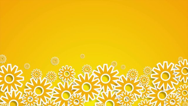Bright orange tech gears mechanism motion design. Seamless looping. Abstract animated background Ultra HD 4K 3840x2160