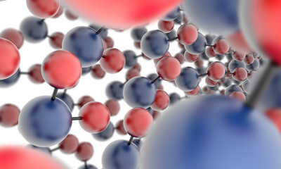 Atoms. Abstract molecule. 3d rendered model. Isolated on white.