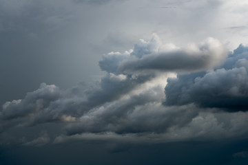 Black cloud and thunderstorm with rainy, Dramatic  black clouds and dark sky