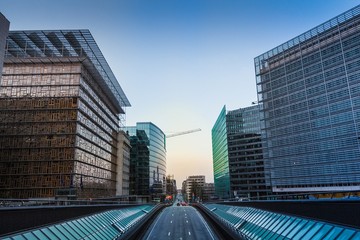 Sunrise in European Quarter in Brussels