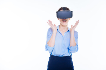 Attractive young woman showing her emotions