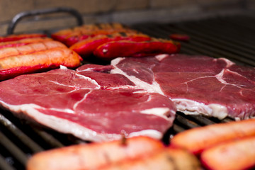 Beef in a grill
