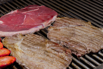 Beef in a grill