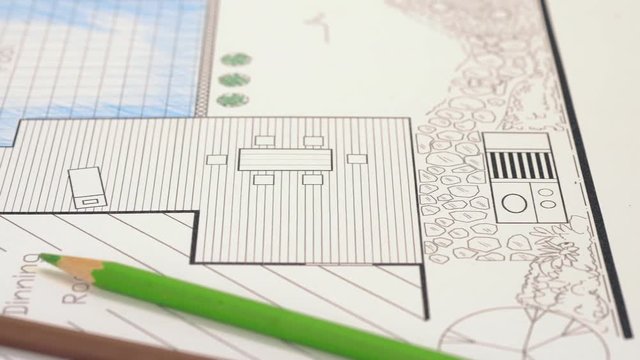 Backyard garden and pool design plan for villa.