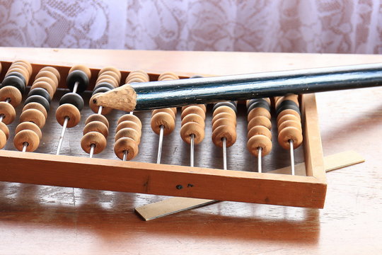 Old abacus wooden for the calculating