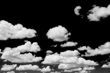 White cloud isolated on black background, Black and white cloudscape image