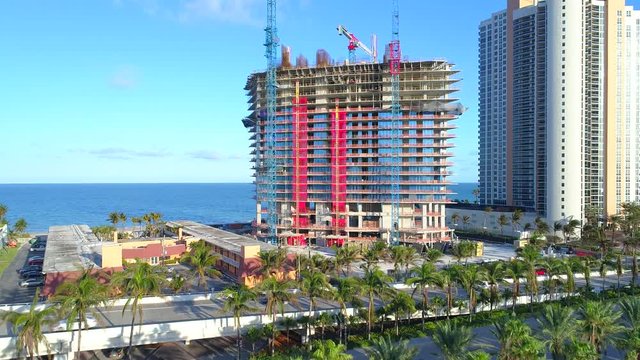 Aerial video Armani Casa development Sunny Isles Florida 4k