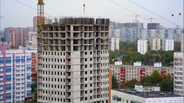Timelaps of high rise being built in big city