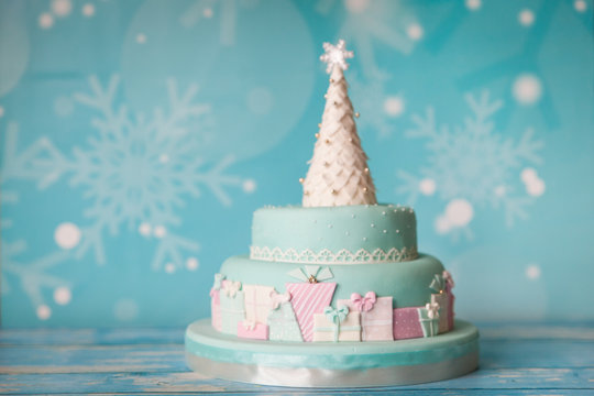 Christmas Cake With Pastel Colors Decor