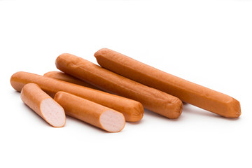 Fresh sausage isolated over white background.
