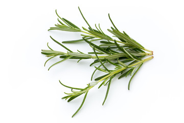 Rosemary isolated on white background, Top view.