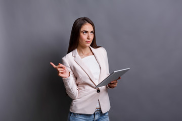 Business woman checking schedule at work