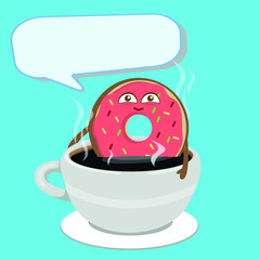 Funny donut character design. Vector illustration