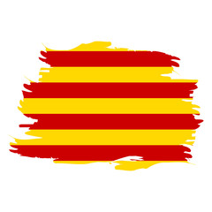 Isolated flag of Catalonia on a white background, Vector illustration - obrazy, fototapety, plakaty