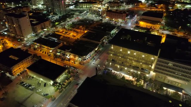 Cinematic aerial video Lincoln Road Mall parking garage