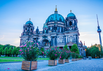 Beautiful view of historic Berlin Cathedral (Berliner Dom) at sunrise, Berlin, Germany © cone88