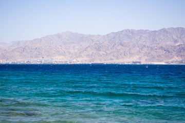 beautiful red sea landscape from Israel coast to Aqaba