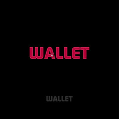  Wallet logo. Red letters with the button and stitching.