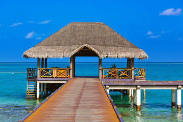 Cafe on tropical Maldives island