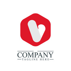 Initial Letter V VI Hexagonal Design Logo