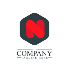 Obraz premium Initial Letter N Hexagonal Design Logo