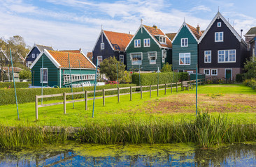 Marken. Beautiful typical fisherman village houses in Marken island Waterland, Netherlands.