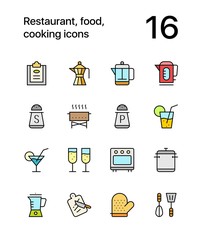 Colored Restaurant, food, cooking icons for web and mobile design pack 2